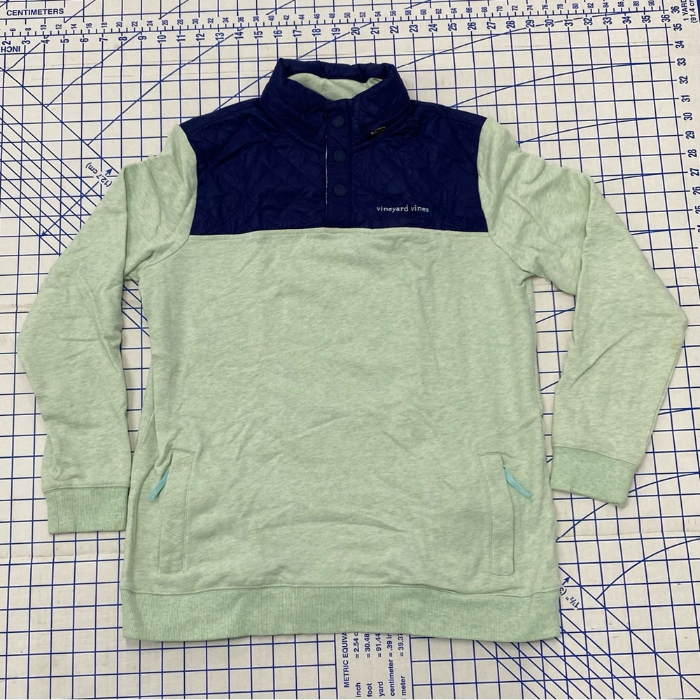 Vineyard Vines Sweatshirt w/ Hideaway Hood & Pockets S Green/Blue